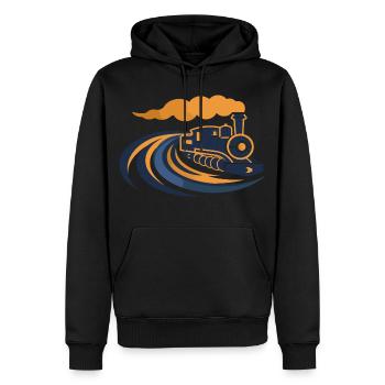 Lokomotive 90er Look - Männer Premium Bio Hoodie - Schwarz - Vorne - Nico (187cm)