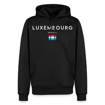 Flagge von Luxemburg, Luxemburger Stolz - Männer Premium Bio Hoodie - Schwarz - Vorne - Nico (187cm)