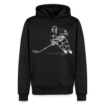 Eishockeyspieler Line Art - Männer Premium Bio Hoodie - Schwarz - Vorne - Nico (187cm)