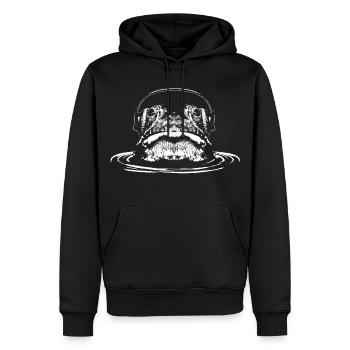 Grenouille avec casque / tête hors de l’eau - Sweat à capuche Premium bio Homme - noir - Devant - Nico (187cm)