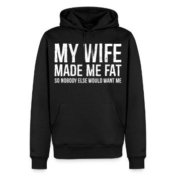 Ma femme m’a fait grossir - Sweat à capuche Premium bio Homme - noir - Devant - Nico (187cm)