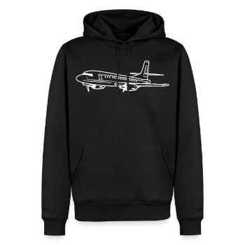 Dessin au trait d’avion - Sweat à capuche Premium bio Homme - noir - Devant - Nico (187cm)