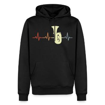 Tuba Vintage Cœur Ligne - Sweat à capuche Premium bio Homme - noir - Devant - Nico (187cm)