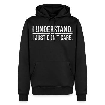 I understand I just don't care - Männer Premium Bio Hoodie - Schwarz - Vorne - Nico (187cm)