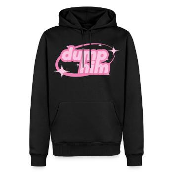 Dump Him – Girly Y2K Statement - Männer Premium Bio Hoodie - Schwarz - Vorne - Nico (187cm)