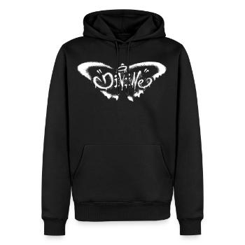 Grunge-Schmetterling – Mystische Transformation - Männer Premium Bio Hoodie - Schwarz - Vorne - Nico (187cm)