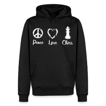 Peace Love Chess - Männer Premium Bio Hoodie - Schwarz - Vorne - Nico (187cm)