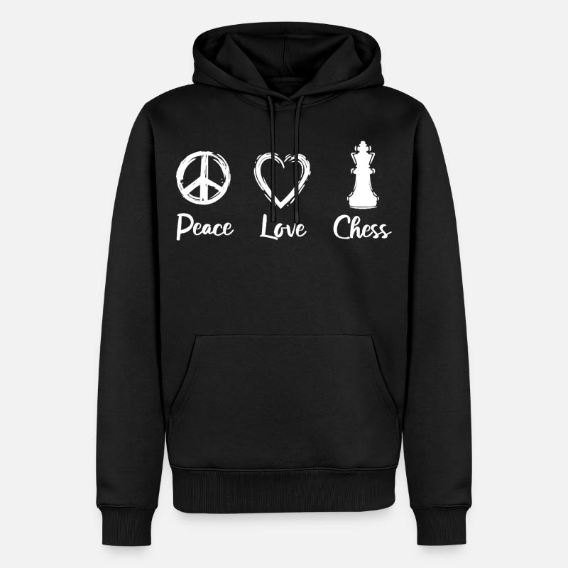 Peace Love Chess - Männer Premium Bio Hoodie - Schwarz