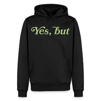 Yes, but – Minimalistisches Statement - Sweat à capuche Premium bio Homme - noir - Devant - Nico (187cm)