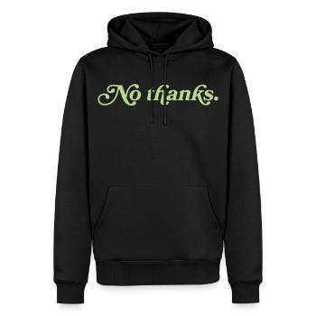No thanks – Minimalistisches Statement - Männer Premium Bio Hoodie - Schwarz - Vorne - Nico (187cm)
