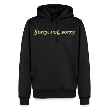 Sorry, not sorry – Cheeky Attitude - Men’s Premium Organic Hoodie - black - Front - Nico (187cm)
