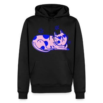 Chat élégant – Ambiance rétro détendue - Sweat à capuche Premium bio Homme - noir - Devant - Nico (187cm)