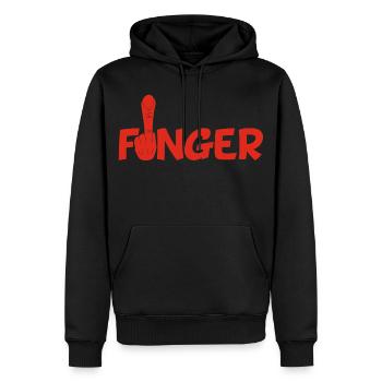 Le doigt (rouge) - Sweat à capuche Premium bio Homme - noir - Devant - Nico (187cm)