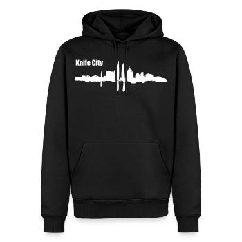 Ville de Messer - Sweat à capuche Premium bio Homme - noir - Devant - Nico (187cm)