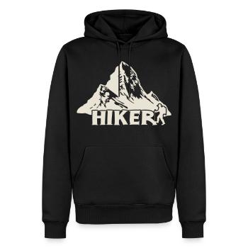 Wanderer - Bergwanderung [Weiß] - Männer Premium Bio Hoodie - Schwarz - Vorne - Nico (187cm)