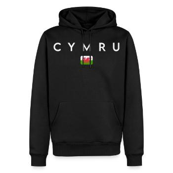 Drapeau du Pays de Galles, fierté galloise - Sweat à capuche Premium bio Homme - noir - Devant - Nico (187cm)