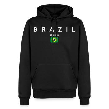 Drapeau brésilien, fierté brésilienne - Sweat à capuche Premium bio Homme - noir - Devant - Nico (187cm)