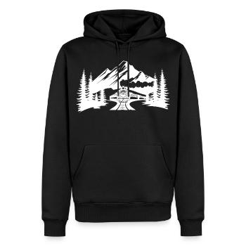 Chemin de fer - Sweat à capuche Premium bio Homme - noir - Devant - Nico (187cm)