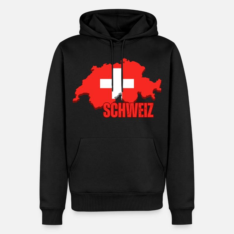 Flagge der Schweiz, Schweizer Stolz - Männer Premium Bio Hoodie - Schwarz