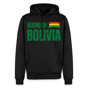 Hergestellt in Bolivien, bolivianischer Stolz - Männer Premium Bio Hoodie - Schwarz - Vorne - Nico (187cm)