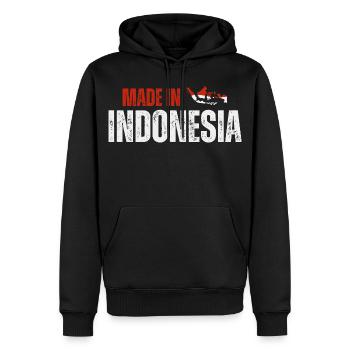 Hergestellt in Indonesien, indonesischer Stolz - Männer Premium Bio Hoodie - Schwarz - Vorne - Nico (187cm)