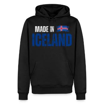 Fabriqué en Islande, fierté islandaise - Sweat à capuche Premium bio Homme - noir - Devant - Nico (187cm)