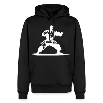 Karateka - Männer Premium Bio Hoodie - Schwarz - Vorne - Nico (187cm)