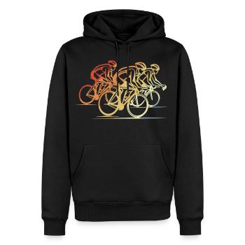 Vintage Rennradfahrer - Männer Premium Bio Hoodie - Schwarz - Vorne - Nico (187cm)