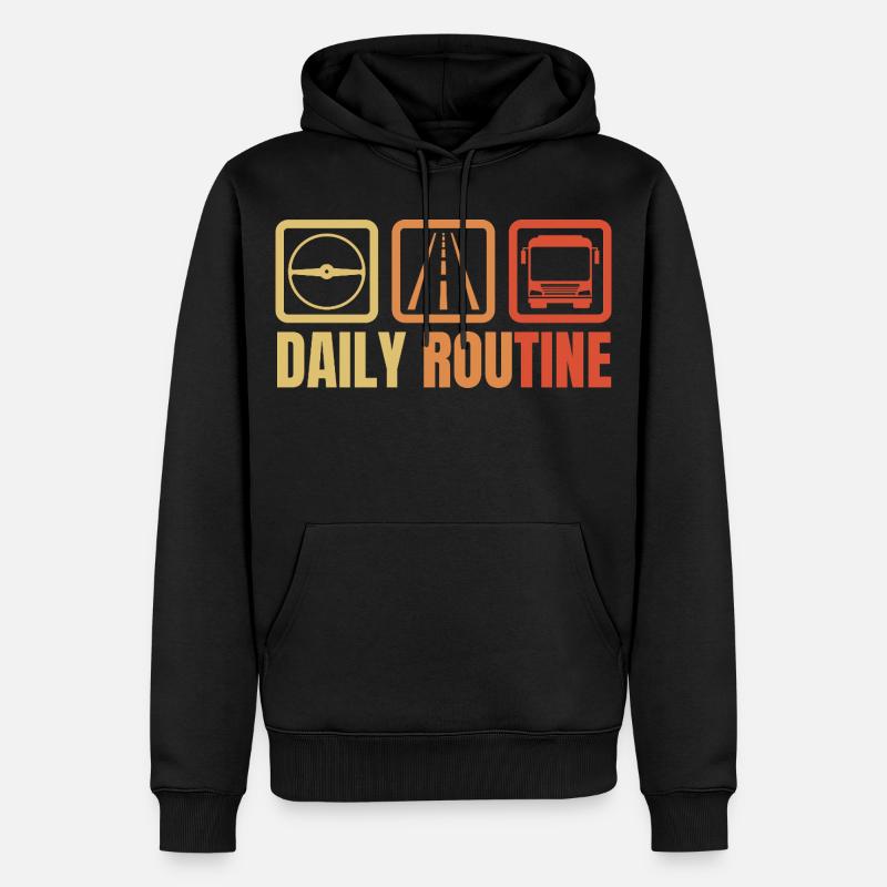 Routine quotidienne du chauffeur d’autobus - Sweat à capuche Premium bio Homme - noir