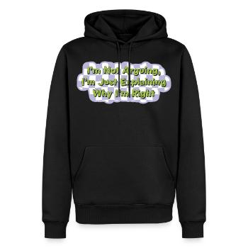 Nicht streiten – einfach nur recht haben Shirt - Männer Premium Bio Hoodie - Schwarz - Vorne - Nico (187cm)