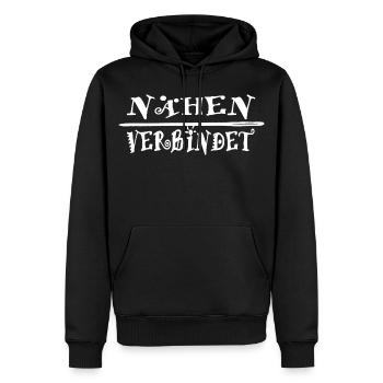 Nähen verbindet Geschenkidee - Männer Premium Bio Hoodie - Schwarz - Vorne - Nico (187cm)