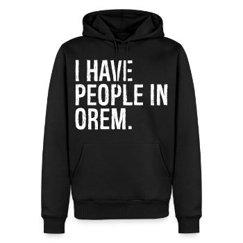 J’ai des gens à Orem - Sweat à capuche Premium bio Homme - noir - Devant - Nico (187cm)