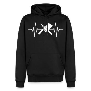 Hackmesser Pulsschlag - Männer Premium Bio Hoodie - Schwarz - Vorne - Nico (187cm)