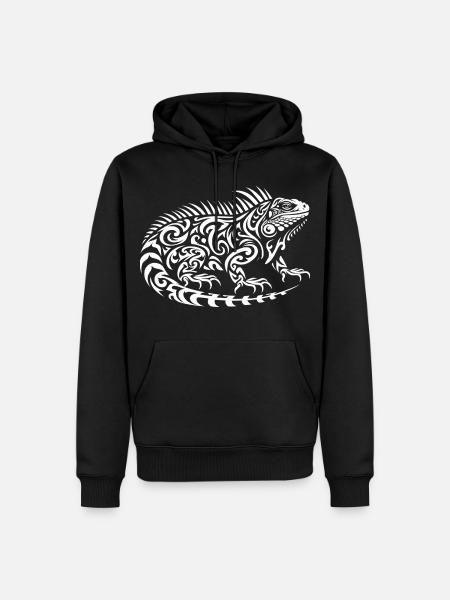 Iguane tribal - Sweat à capuche Premium bio Homme - noir