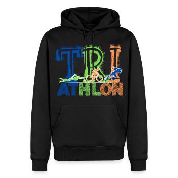 TRIATHLON - Next Level - Männer Premium Bio Hoodie - Schwarz - Vorne - Nico (187cm)