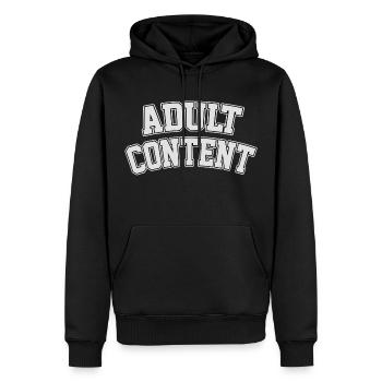 Contenu pour adultes - Humour Texte - Sweat à capuche Premium bio Homme - noir - Devant - Nico (187cm)