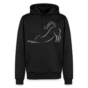 Dessin au trait de chat - Sweat à capuche Premium bio Homme - noir - Devant - Nico (187cm)