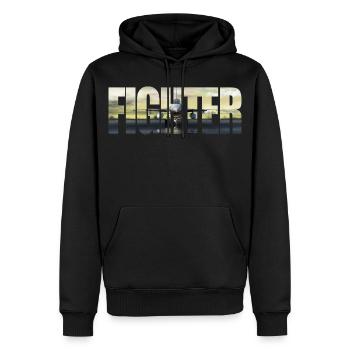 Fighter F-16 Fighting Falcon - Männer Premium Bio Hoodie - Schwarz - Vorne - Nico (187cm)