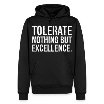 ne tolérer que l’excellence - Sweat à capuche Premium bio Homme - noir - Devant - Nico (187cm)