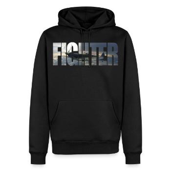 Chasseur Spitfire - Sweat à capuche Premium bio Homme - noir - Devant - Nico (187cm)