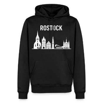 Lettrage et ligne d’horizon de Rostock - Sweat à capuche Premium bio Homme - noir - Devant - Nico (187cm)