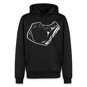 Croquis de bifteck - Sweat à capuche Premium bio Homme - noir - Devant - Nico (187cm)