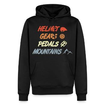 Drôle de dicton sur le VTT - Sweat à capuche Premium bio Homme - noir - Devant - Nico (187cm)