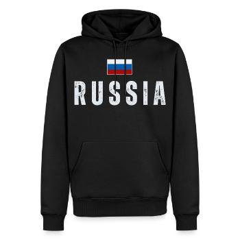 Drapeau russe, fierté russe - Sweat à capuche Premium bio Homme - noir - Devant - Nico (187cm)