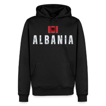 Drapeau albanais, fierté albanaise - Sweat à capuche Premium bio Homme - noir - Devant - Nico (187cm)