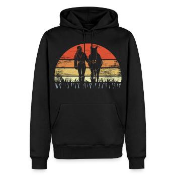 Vintage Reiterin - Männer Premium Bio Hoodie - Schwarz - Vorne - Nico (187cm)