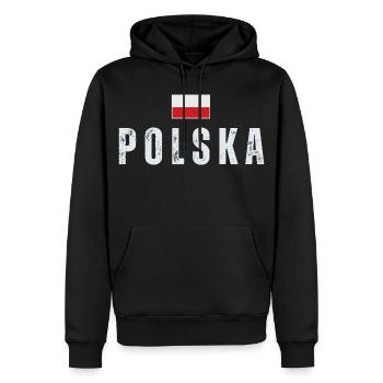 Drapeau polonais, fierté polonaise - Sweat à capuche Premium bio Homme - noir - Devant - Nico (187cm)