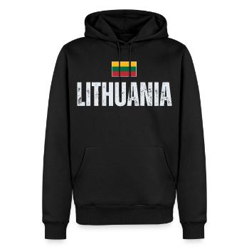 Litauischer Stolz, Flagge Litauens - Männer Premium Bio Hoodie - Schwarz - Vorne - Nico (187cm)