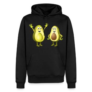 Image of two cheerful avocados - Men’s Premium Organic Hoodie - black - Front - Nico (187cm)