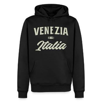 Faute de frappe vintage Venezia Italia - Sweat à capuche Premium bio Homme - noir - Devant - Nico (187cm)